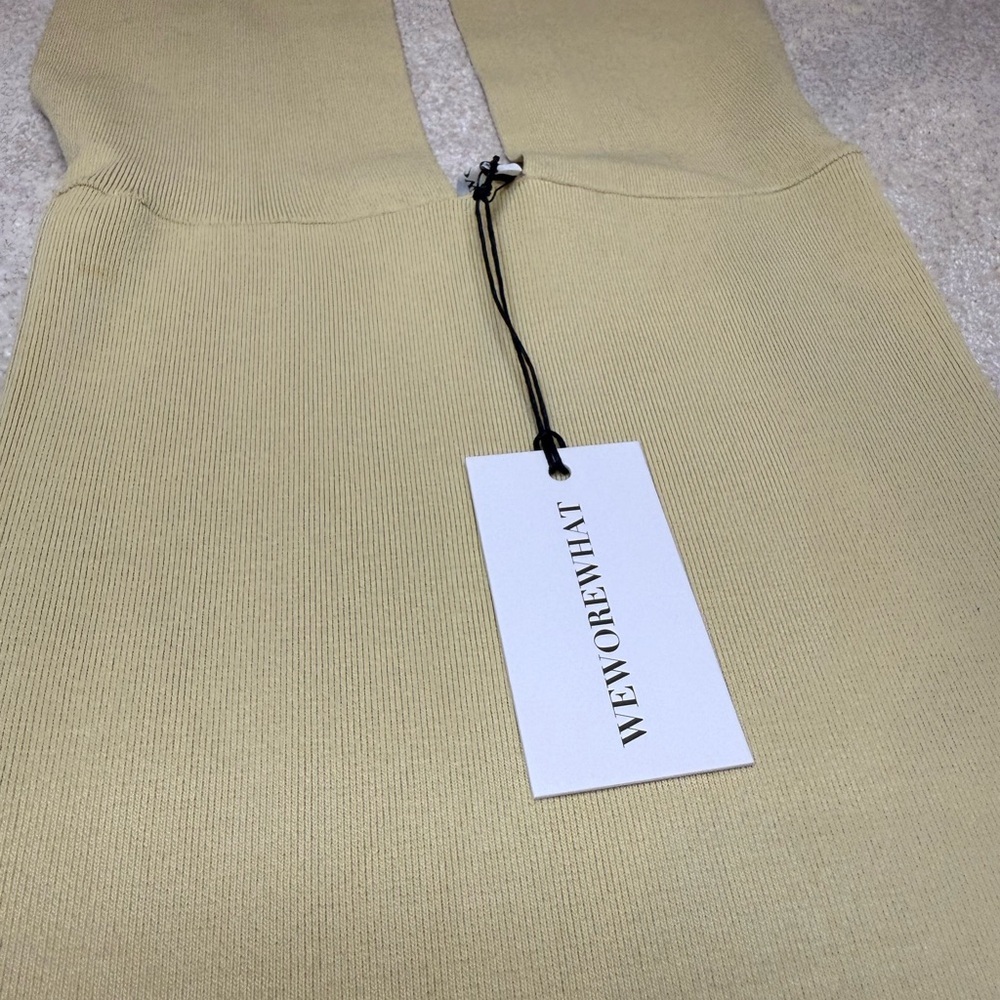NWT WeWoreWhat Viscose Nylon Halter Neck Midi Dress in Tan Size S - Picture 6 of 11